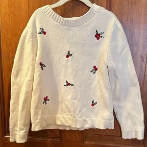 Carter's Cream Sweater with Red Embroidery